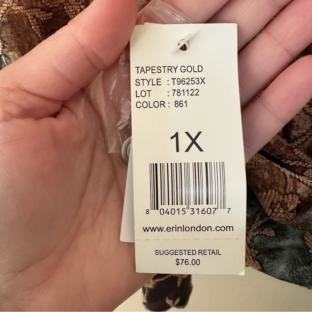 NEW ELCC Women 1X Floral Tapestry Jacket Reversible Blue Brown Gold Fall Winter - Picture 8 of 11